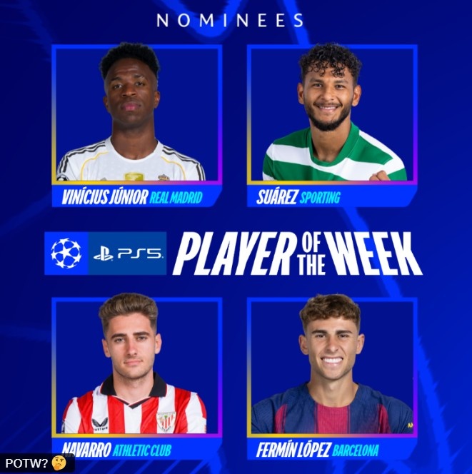 开云-欧冠官方本轮最佳球员候选：维尼修斯领衔，费尔明、纳瓦罗在列